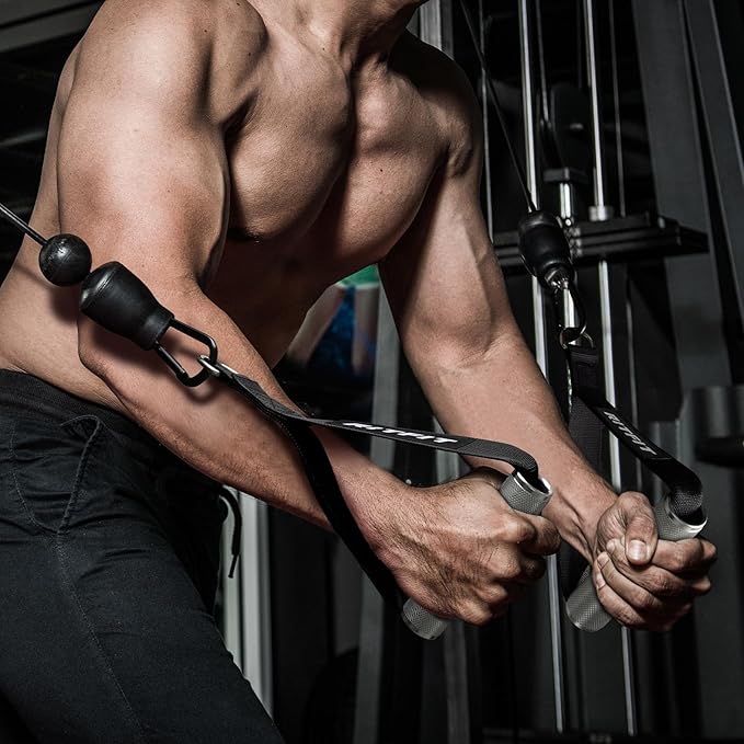 RitFit Exercise Handles for Cable Machine, Aluminum Alloy Gym Handles for Power Rack Attachments, Resistance Band Handles with Cable Crossover System & Triceps Pushdown