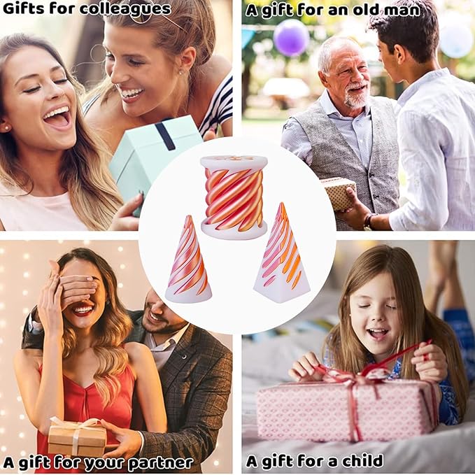 3 Packs Spiral Cone Fidget Toy,Impossible Cone Impossible Pyramid Passthrough Toy,3D Printed Spiral Cone Fidget Toy,Mini Vortex Thread Illusion Desktop Deco Souvenir Gift for Anxiety Relaxing