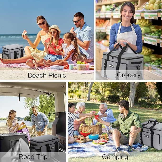 Soft Insulated Cooler Bag Collapsible Large Travel Coolers Soft Sided Coolers Ice Chest, Leakproof, Waterproof