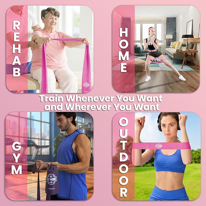 Resistance Bands for Women with Online Workouts Included - Loop & Flat Bands | Ideal for Home Fitness, Pilates, Yoga, Rehab, Tone & Sculpt