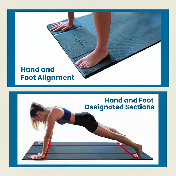 Foldable Yoga Mat Thick, in 6 Combinations; Greater Support and Protection for Joints, Body Alignment System, and Sections for Hands and Feet. Non-slip texture and water-resistant