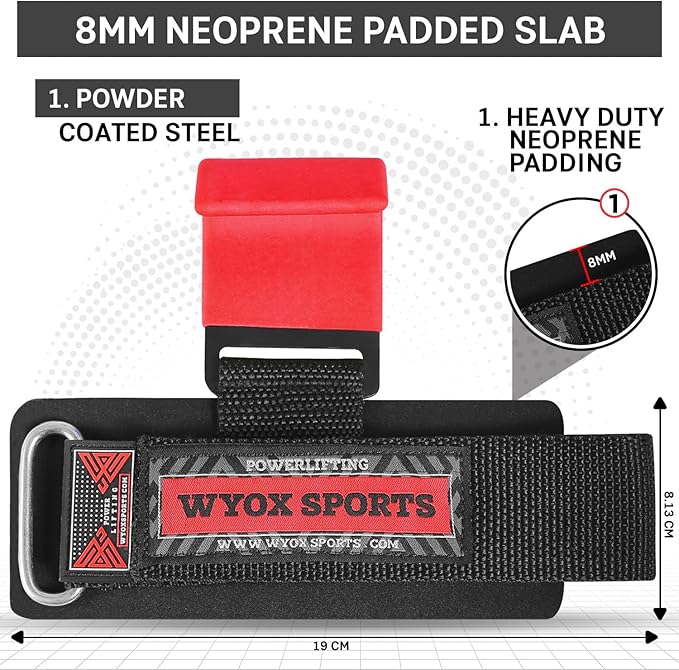 WYOX Weight Lifting Hooks for Men & Women (Pair) โ Heavy Duty Wrist Support Straps with Hooks for Deadlifts, Pull Ups, Shrugs โ Gym Lifting Straps with Grip Assist for Weightlifting & Strength Training