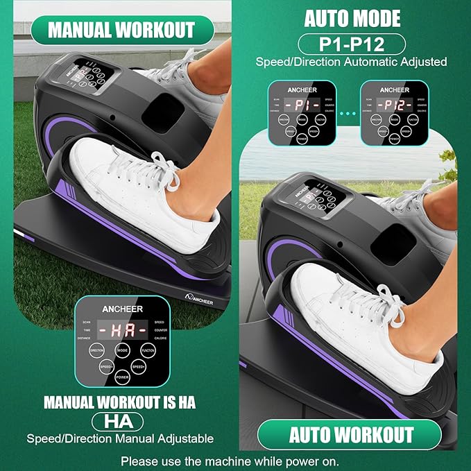 ANCHEER Under Desk Elliptical, Electric Ellipse Leg Exerciser While Sitting for Seniors Adults, Quiet Portable Motorized Seated Foot Pedal Exerciser with Remote Control for Home Office Use