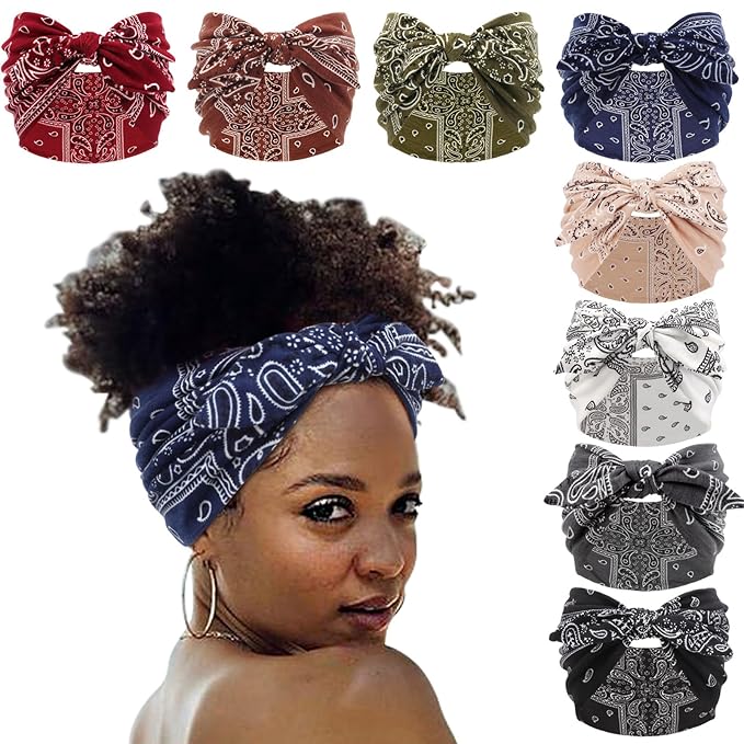 DRESHOW 8 Pack Bow Headbands of Solid Color for Women’s Hair Non Slip Wide Vintage Head Wraps Knotted Cute Hair Band Accessories