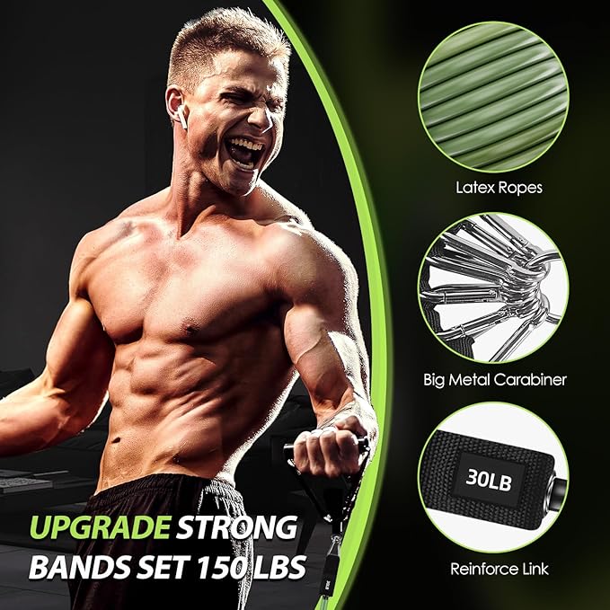 WHATAFIT Resistance Bands, Exercise Bands,Resistance Bands for Working Out, Work Out Bands with Handles for Men and Women Fitness, Strength Training Home Gym Equipment