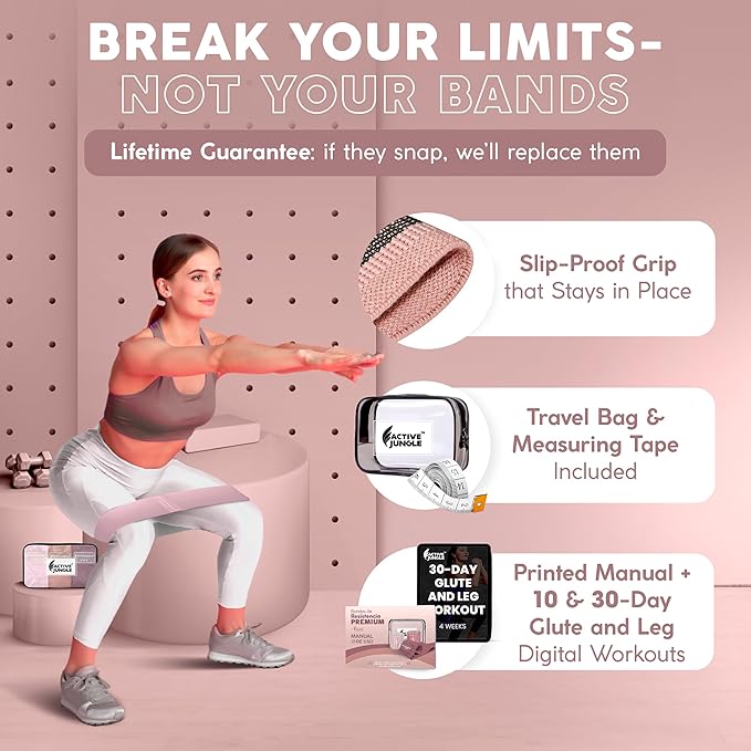 Premium Fabric Resistance Bands for Glutes & Legs – Set of 3 | Non-Slip, Elastic, Durable, Includes Travel Bag, Workout Guide & Digital Challenges