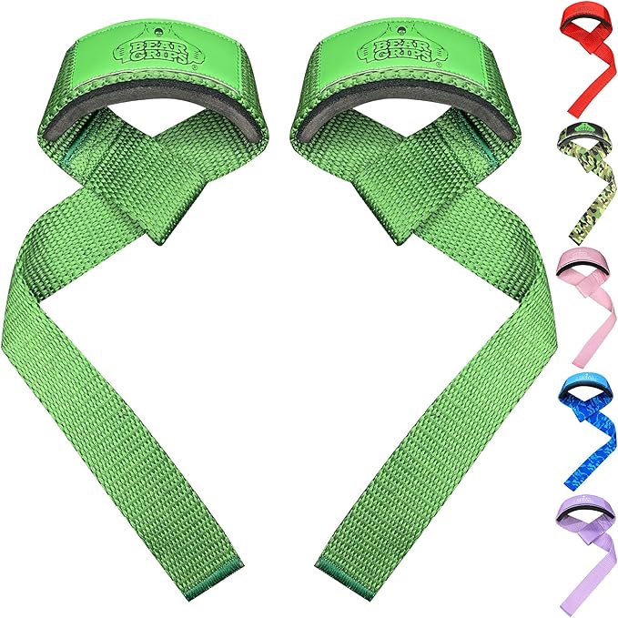 Bear Grips Lifting Straps - Gym & Weightlifting Straps for Men & Women, Deadlift Support, 2 Pairs