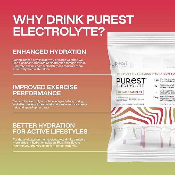 Purest Electrolyte Variety Pack – Whole Food Hydration - Organic Freeze-Dried Fruits and Solar Sea Salts for Ultimate Electrolyte Balance