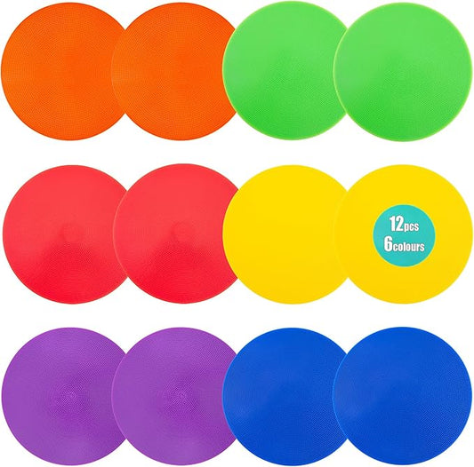 Spot Markers 9 Inch Non Slip Rubber Floor Markers Flat Field Cones Poly Dots for Soccer Basketball Sports Speed Agility Training and Drills