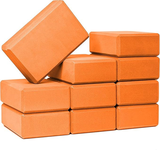 Hello Fit 3" Yoga Block, 10 Pack Bulk EVA Foam Yoga Blocks, Firm and Supportive Yoga Brick, Balance Foam for Stretching, Pilates, and Workout, 3" x 6" x 9"