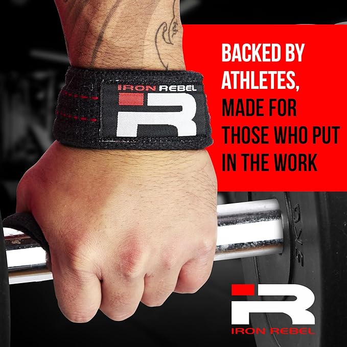 Iron Rebel Heavy Duty Lifting Straps for Men & Women - Wrist & Grip Support for Powerlifting, Bodybuilding, Weightlifting, Gym Training, Durable Cotton w/Neoprene Padding, Non-Slip, Adjustable Fit