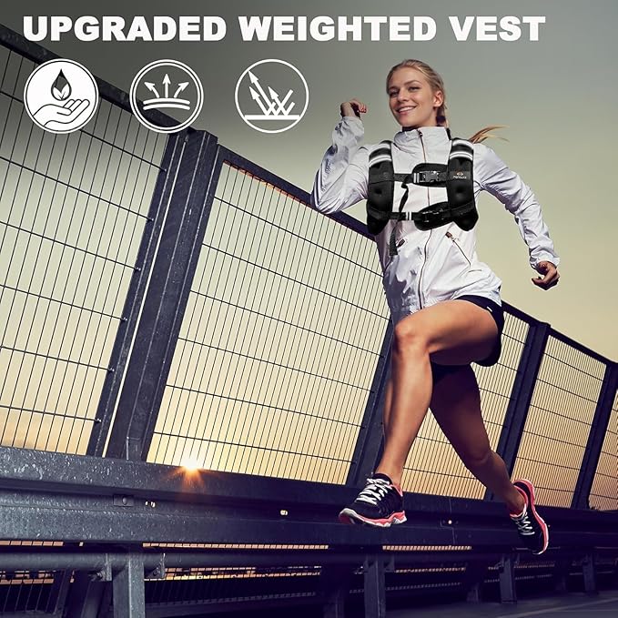 Weighted Vest Weighed Vest Women Men Kids, 8lb/12lb/16lb/20lb Body Weight Vest with Reflective Stripe, Adjustable Weighted Vest for Strength Training, Running, Walking, Workout, Jogging