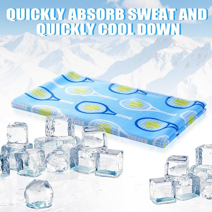 12 Pcs Tennis Towels in Fashionable Prints - Soft Microfiber Cotton 40 x 12 Inch Absorbent Fast Drying Cooling Towels - Tennis Gift for Women, Men, Team Sports Accessories