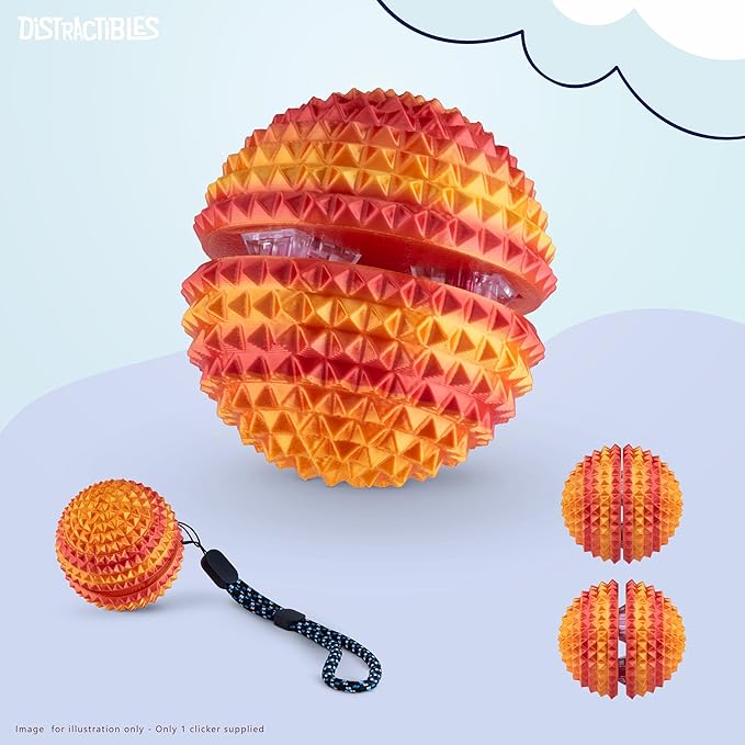 Round Spiked Sensory Fidget Clicker, Tactile Stimming Device with Mechanical Clicky Switches, Lanyard Attachment, Ideal for Pain Stim, ADHD, Autism & Stress Relief (NEON NOVA, Large)