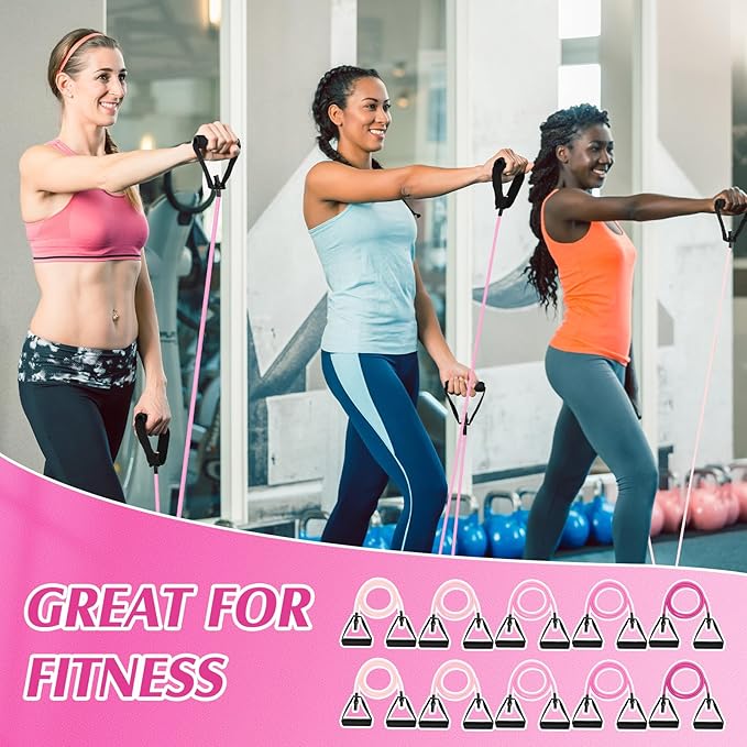 Shappy 10 Pcs Resistance Bands with Handles Exercise Stretch Bands for Exercise Woman Man Training Physical Therapy Workouts Fitness