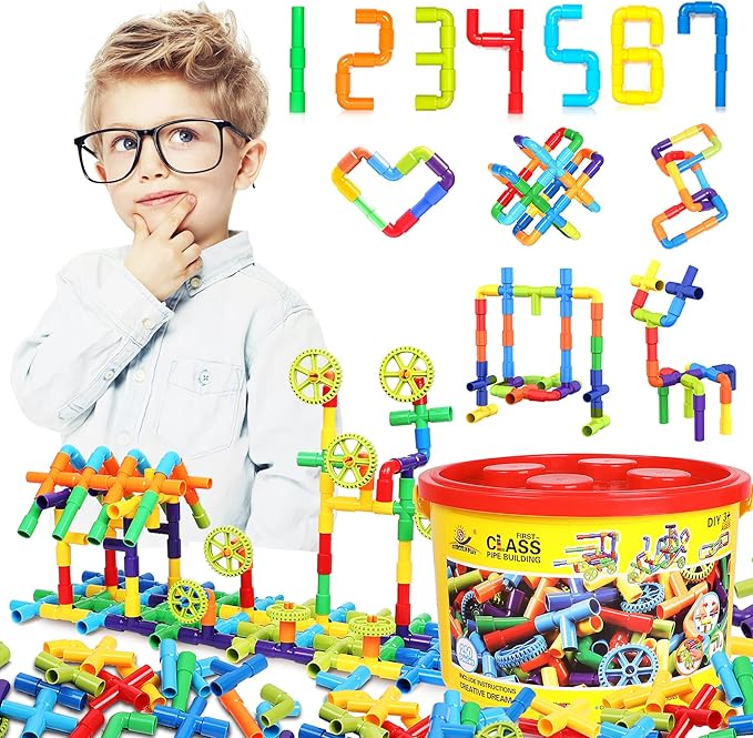 EP EXERCISE N PLAY 250PCS STEM Pipe Tube Learning Toy for Toddlers Kids | Stem Bins for Classroom Preschool | Interactive Educational Autistic Toy Constructions Kit Ideal for Birthday Gift