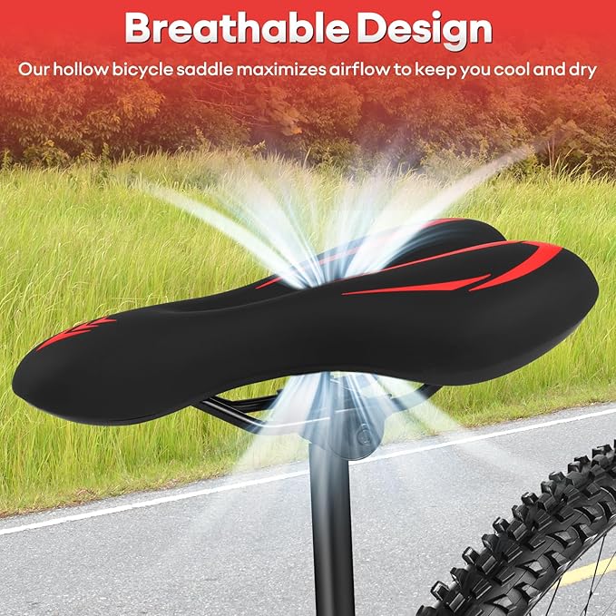 New Gel Bike Seat for Men & Women, Mjkeomo Waterproof Bicycle Seat Breathable Mountain Bike Saddle Gel Bicycle Saddle for MTB, BMX, Road Bike, City Bikes, Exercise Bikes