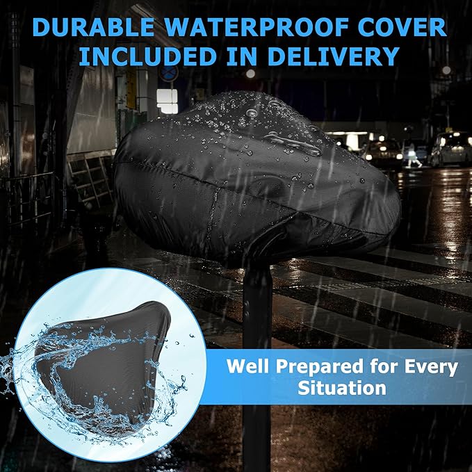 Gel Bike Seat Cushion, Soft Gel Padded Bicycle Seat Cover for Men & Women Comfort, Extra Padding Cycle Seat Cushion for Peloton, Stationary Exercise Bike, Beach Cruiser, Ebike, MTB, Road Bicycle