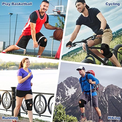 Knee Brace with Side Stabilizers for Knee Pain Meniscal Tear ACL MCL Arthritis Hyperextension Injury Recovery, Adjustable Plus Size Knee Brace for Men and Women Strong Stability Knee Support