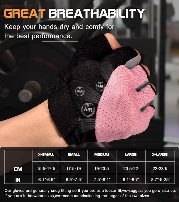 Sunnex Gym Gloves - Fingerless, Breathable Workout Gloves for Weightlifting, Cycling & More