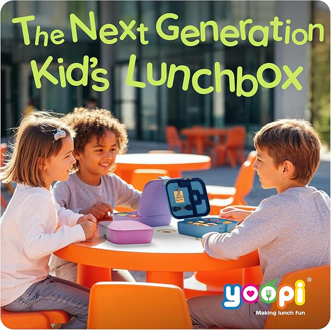 YOOPI Bento Box for Kids, Leak-Proof, BPA-Free School Bento Lunch Box Containers with Compartments. Online Healthy Meal Planning, Durable, Easy-Clean, Eco-Friendly Lunchbox for Boys (Dark Blue)