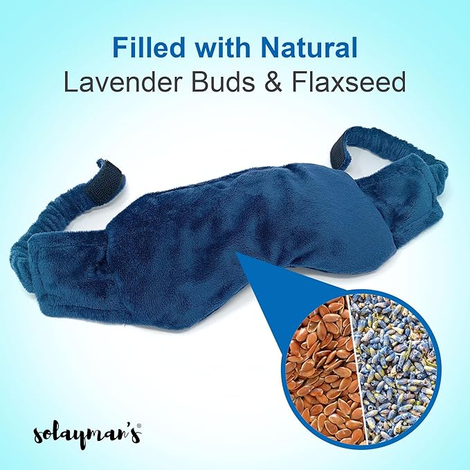 Weighted Lavender Eye Mask for Sleeping, Yoga, Dry Eyes - Great Relaxation Gifts for Mom, Dad, Women, Men - Aromatherapy Lavender Eye Pillow Gift (Navy Blue)