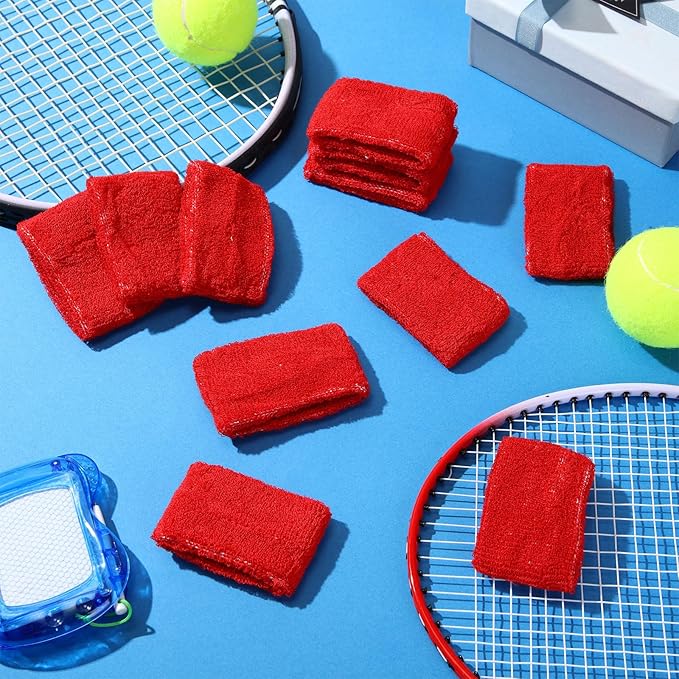 Leyndo 72 Pcs Wrist Sweatbands Bulk for Kids Field Day Cotton Terry Sweat Bands Sports Fan Wristbands Kids for Summer Camp Student Football Team Competition Party