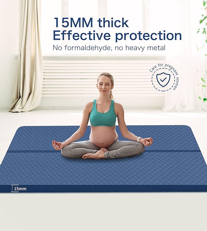 nuveti Large Exercise Mat - 15mm/20mm/30mm Thick Yoga Mat | Workout Mat for Fitness, Yoga, Pilates, Stretching & Floor Exercises for Women & Men with Free Carrying Bag