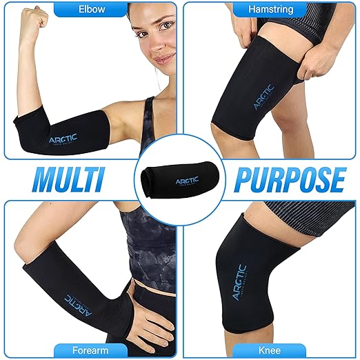 Two Pack | Elbow Ice Pack Wrap & Knee Ice Pack Wrap - Ice Sleeves, Reusable Gel Ice Wrap, Elbow Cold Compression, (Large)