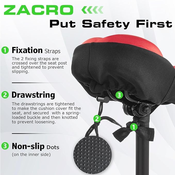 Zacro Bike Seat Cushion - Gel Padded Bike Seat Cover for Men Women Comfort, Extra Soft Exercise Bicycle Seat Compatible with Peloton, Outdoor & Indoor Bike Saddles