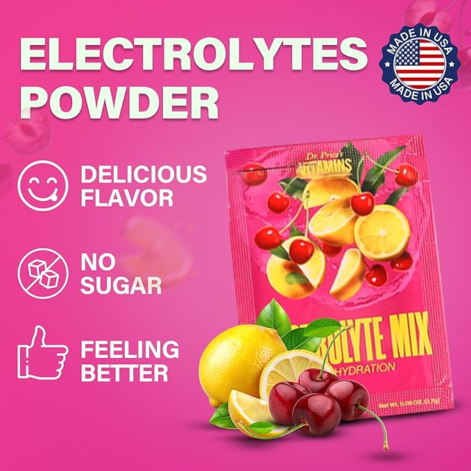 Dr. Price’s Electrolyte Mix | Sugar-Free Hydration Powder with 72+ Trace Minerals | No Sugar, Fast-Dissolving Electrolytes Powder Packets | Cherry Lemonade (30 Packs)