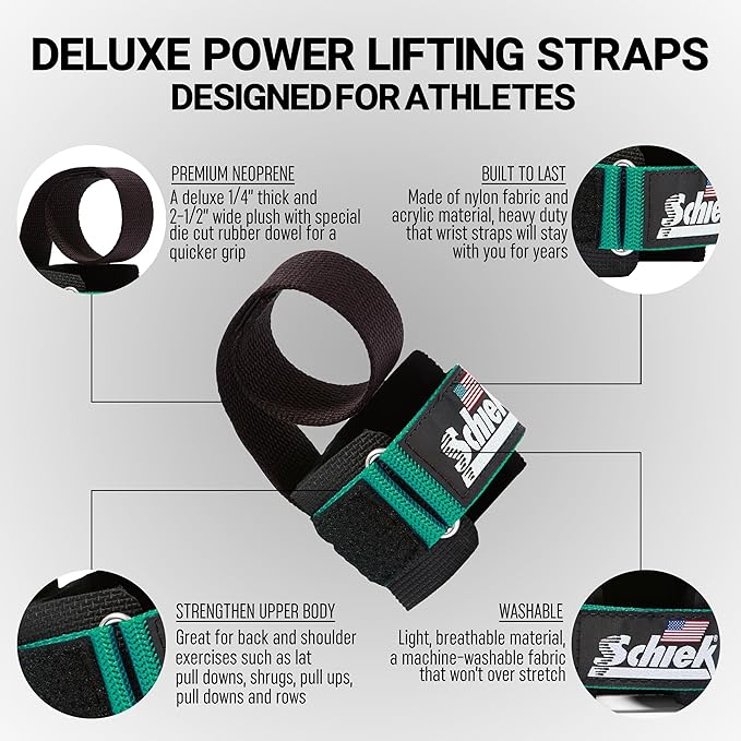 Schiek Sports 1000-PLS Deluxe Power Lifting Wrist Straps - Weight Lifting Wrist Wraps