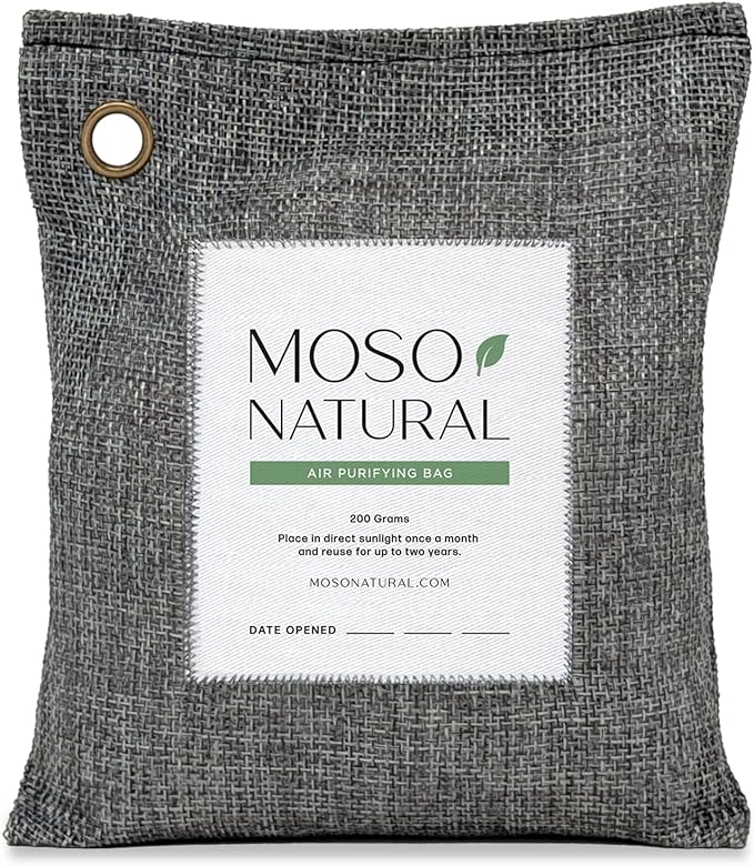 Moso Natural Air Purifying Bag 200g | Premium Bamboo Charcoal Odor Absorber for Home & Car | Closet Odor Eliminator, Small Room Deodorizer & Car Air Freshener | Long Lasting Charcoal Bags Cover 90sqft