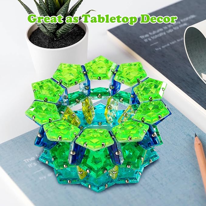 LAFFTRAK Magnetic Fidget Sphere Magnet Toys - Crystal Bright Green - Magnets Sensory Toys - 12 Piece Set - Creativity Beyond Imagination, Inspirational, Recreational, Fun Desk Toy for Adults