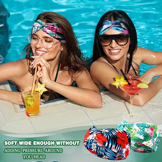 Jutom 20 Pcs Boho Headbands for Women Summer Beach Hawaii Floral Knotted Wide Vintage Headband Elastic Turban Head Wrap Bohemian Twisted Criss Yoga Hair Band Accessories