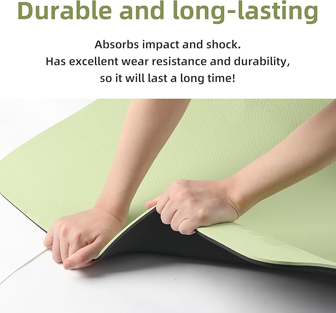 Yoga Mat Non Slip Anti-tear,extra thick-2/5 inch(10MM)High Resiliency Professional POE Yoga Mats for Women Men Kids,72"x24"inch,Workout, Yoga, Pilates and Floor Exercise, with Carrier Strap