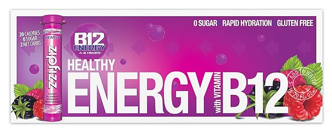 Zipfizz Daily Energy Drink Powder, Berry, 20 Pack | 3-in-1 Sustained Energy, Rapid Hydration, and Essential Vitamins | Sugar-Free | Electrolyte Powder | Contains Vitamin B-12 & Antioxidants