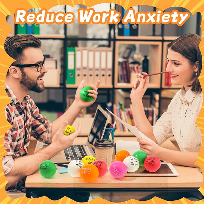 Wettarn 60 Pcs Motivational Stress Balls for Adults with Drawstring Bag 1.97" Inspirational Encouraging Anxiety Stress Relief Foam Ball with Quote Hand Exercise Squeeze Accessory(Bright Colors)