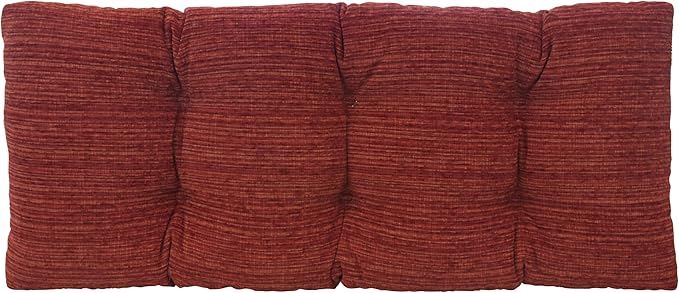Klear Vu The Gripper Omega Non-Slip Tufted Bench Cushion for Indoor Furniture, Entryway Storage, Bay Window, Corner Nook or Piano Seat, 33 Inches, 17 Red