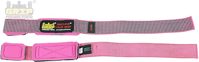 Heavy Duty Lifting Straps Neoprene Padded 1 Pair Wrist Wraps & Rubbery Grip Support Straps with Cotton Coated Rubber on One Side