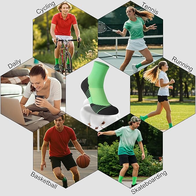 HUSO Compression Ankle Running Socks: Athletic Socks for Men Women with Cushion,Work Hiking Basketball Sport Socks 3 Pairs