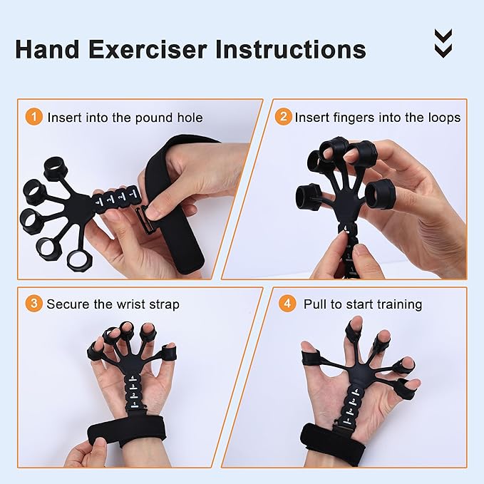 10PCS Grip Strength Trainer Kits, Hand Gripper Strengthener, Forearm Strengthener, Forearm Exerciser, Finger Grip Strengthener, Wrist Strengthener, Stress Relief Ball, Grip Ring, for Muscle Building, Hand Exercisers for Therapy