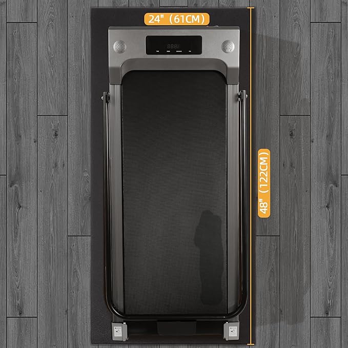 Treadmill Mat, 1/4" Thick Walking Pad with Shock Absorption Noise Reduction, Non-Slip High Density Home Gym Floor Mats for Treadmills, Elliptical, Exercise Bike, 24" x 48" Fitness Equipment Mat