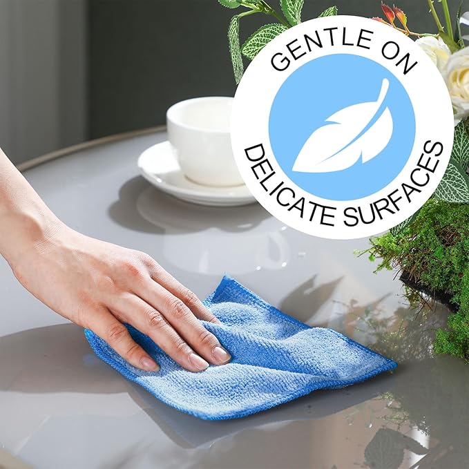 Tanlade Microfiber Cleaning Cloth 6"x6" Cleaning Rags Reasonable Kitchen Towels Microfiber Towels Cars Wash Dry Erase Cloth(Gray/Green/Blue,30 Pcs)