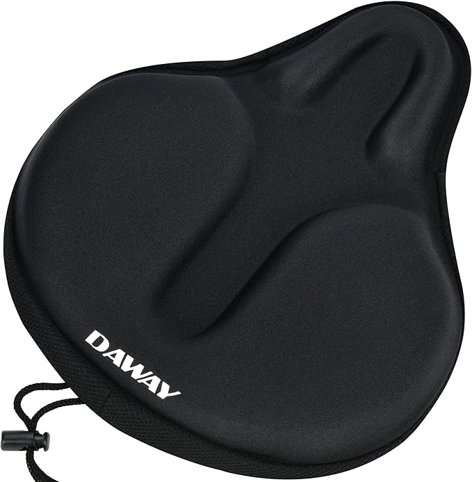 DAWAY Comfortable Bike Seat Cover - Silicone Gel & Memory Foam Padded Bike Seat Cushion for Men Women - Soft Bicycle Saddle Cover for Peloton, Stationary Exercise, Mountain Road Bikes - XL/Large/Small