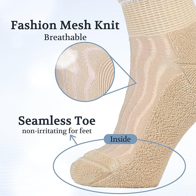 +MD Diabetic Socks for Men Women 6 Pairs,Non-Binding Top Extra Wide Ankle/Crew Socks, for Edema Circulator 9-11 10-13 13-15