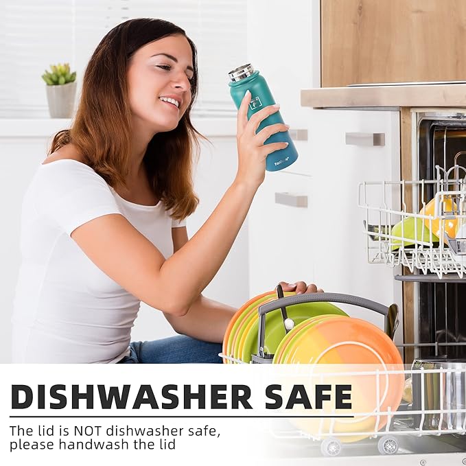 Fanhaw 32 Oz Stainless Steel Insulated Sports Water Bottles with Straw for Kids, Men and Women (Olive Green)