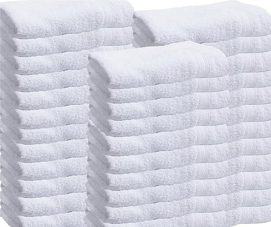 Towels N More - Super Absorbent Easy Care 100% Cotton Towels Ring Spun Loop - Home Essentials White and Soft Bathroom Towels Set Ideal Use for Gym, Beach, Hotels, Hair Dry Salon 22x44 (36, 22x44)