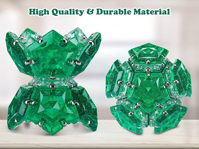 Magnetic Fidget Sphere Magnets Balls - Crystal Green Holographic Glitter - Magnet Fidgets Toy - 12 Piece Set - Creativity Beyond Imagination, Inspirational, Recreational, Desk Toys for Adults