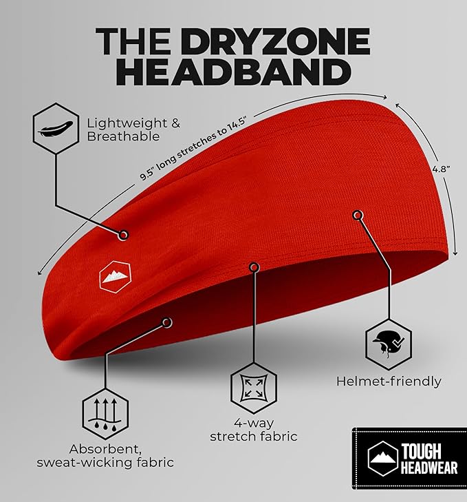 Tough Headwear Sport Headbands for Men - Workout Headbands for Women - Running Headband -Tennis Athletic Sweatband